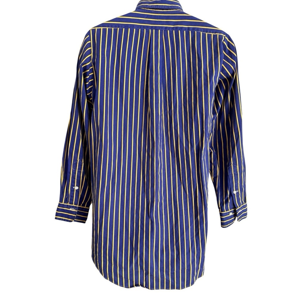 Ralph Lauren Men Shirt L Oxford Shirt Blue Yellow Striped Button Red Pony - Picture 6 of 8
